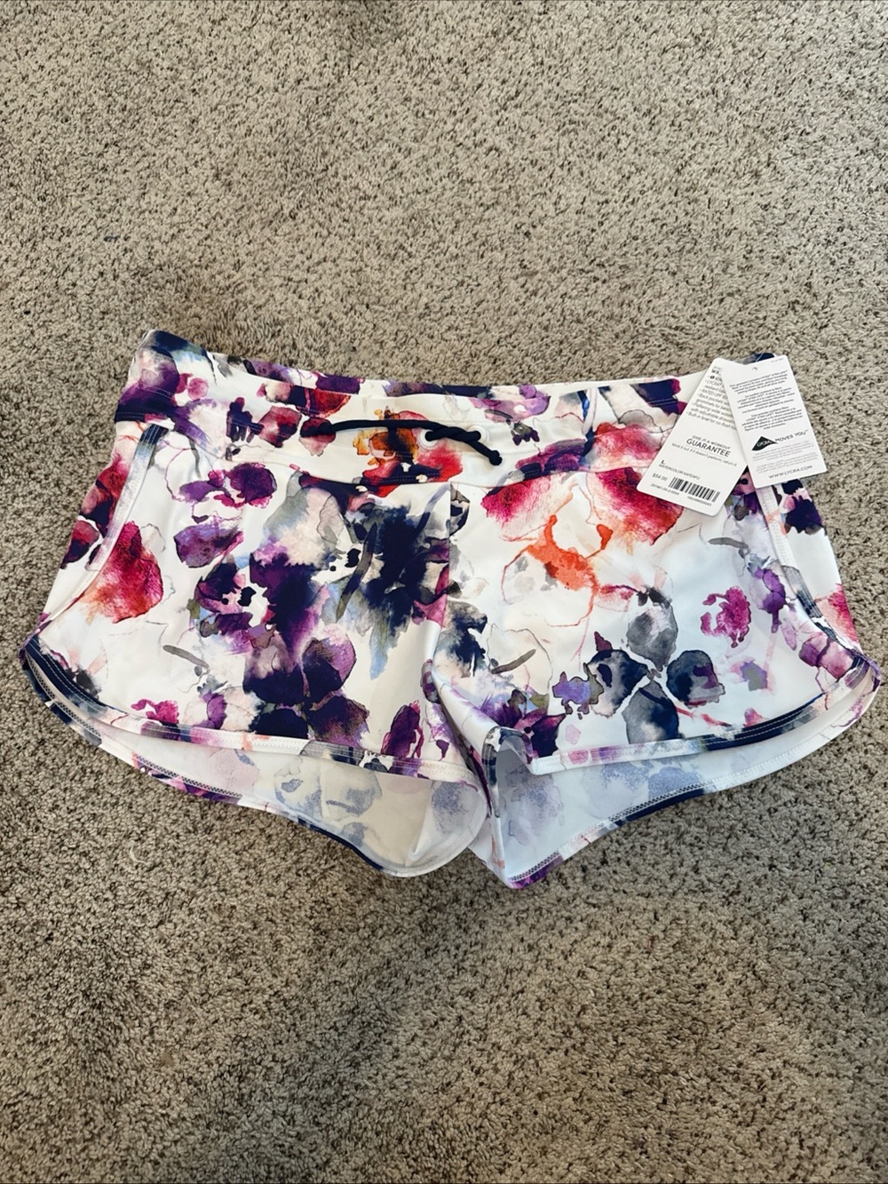 Athleta Kata White Floral Swim Shorts Large NWT